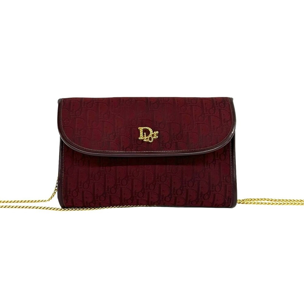 Christian Dior Vintage Logo Hardware Trotter Canvas Leather 2-Way Shoulder Ba...